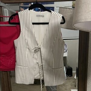 Abercrombie & Fitch White Striped Vest Top